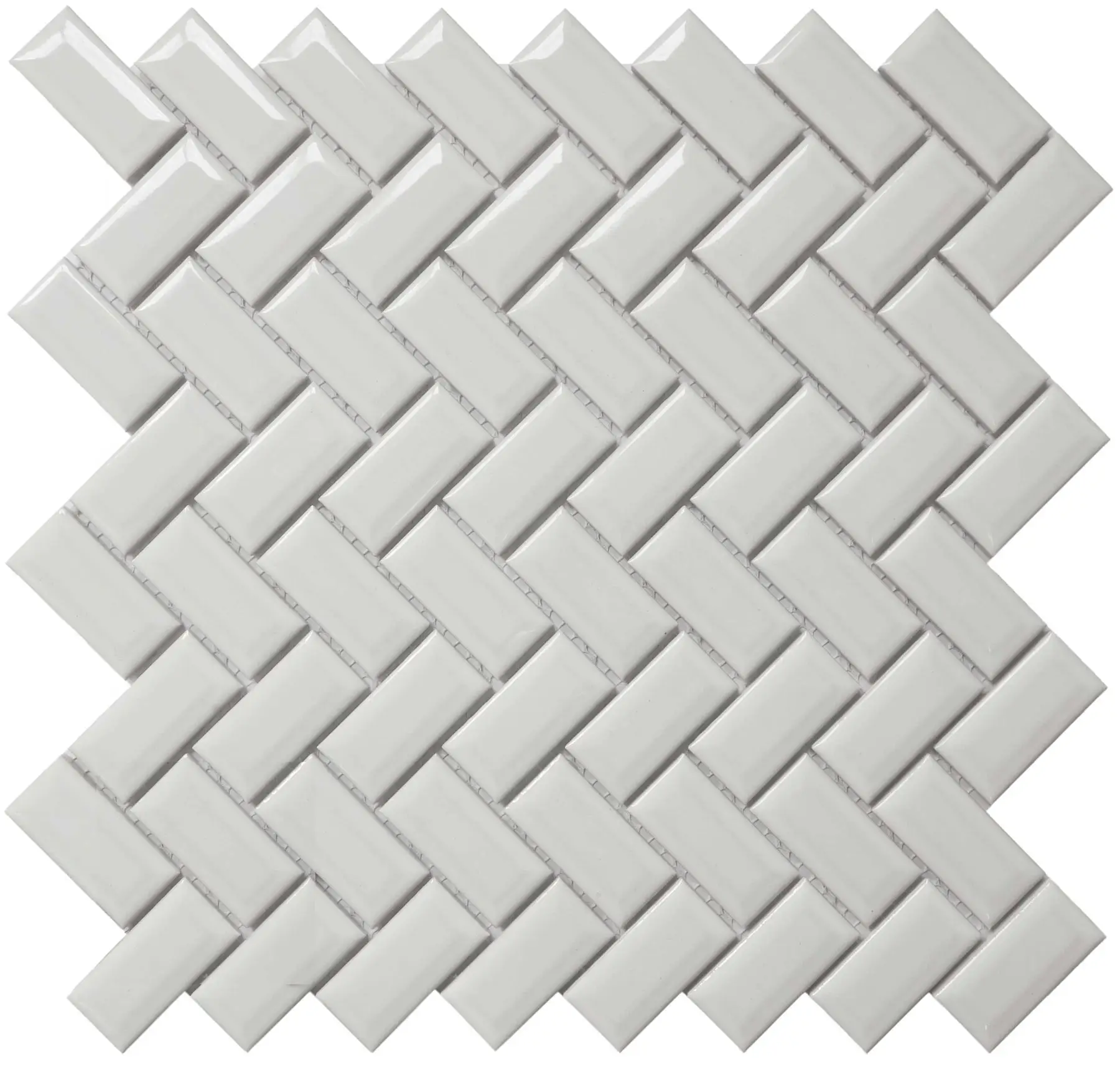 White Diamond Herringbone Bright